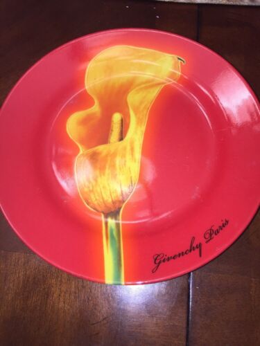 GIVENCHY Appetizer Plate Artsy DESIGNER FRANCE Paris Red Calla Lily Dish