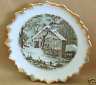 VINTAGE CURRIER & IVES GOLD TRIM PLATE HOMESTEAD WINTER  FREE SH