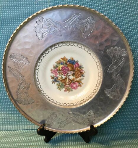 LIMOGES ALUMINUM Plate TRIUMPH 22K WHITE GOLD VICTORIAN IMPERIAL CHANTILLY