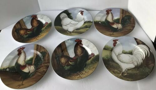 David Carter Brown On The Farm Rooster Chicken Plates 8.25