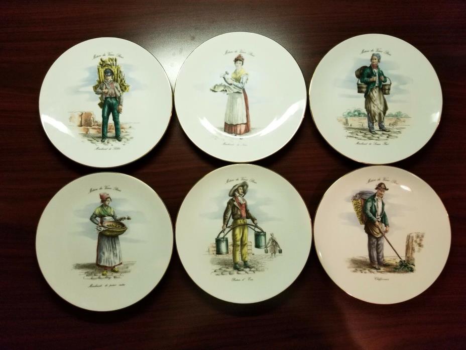 SET OF 6 Bareuther Bavaria Waldsassen Germany Merchants of Old Paris Plates