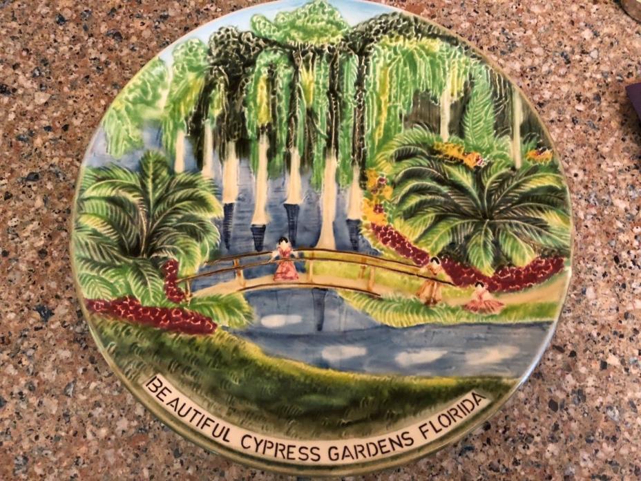 Vintage Souvenir Collector Beautiful Cypress Gardens, FL Plate ~1960's