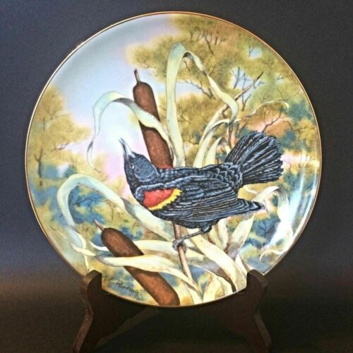 Red Winged Blackbird Songbirds Of The South A.E. Ruffing Collector's Plate COA