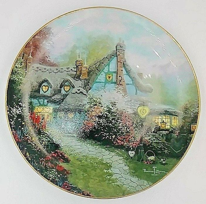 Thomas Kinkade Collector Plate Sweetheart Cottage enchanted cottages Knowels