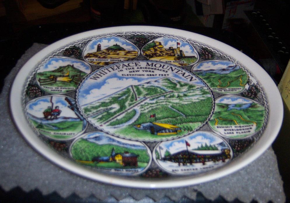 Collector plate 9” round picturing Whiteface mountain in the Adirondacks elevati