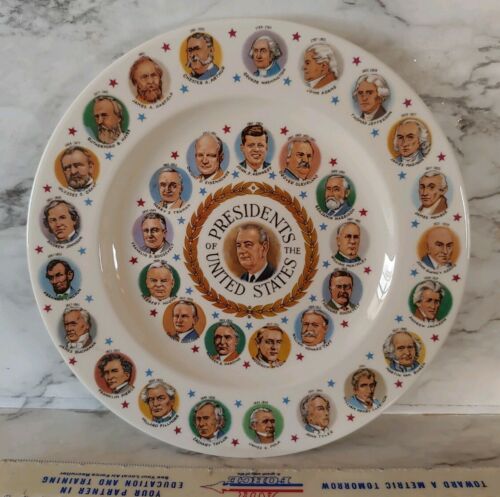 Vtg 1960s PRESIDENTS of the UNITED STATES Lyndon B Johnson LBJ Ceramic Plate 10