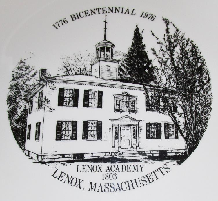 LENOX ACADEMY DECORATIVE PLATE ~ 1803 MASSACHUSETTS 1776-1976 BICENTENNIAL White