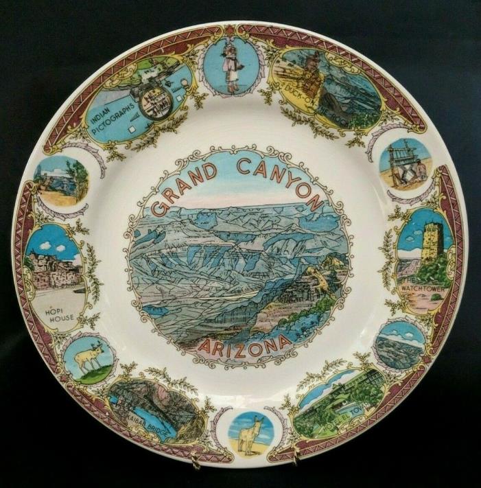 Vintage Grand Canyon Souvenir Plate With 5 Landmarks, Porcelain, 9