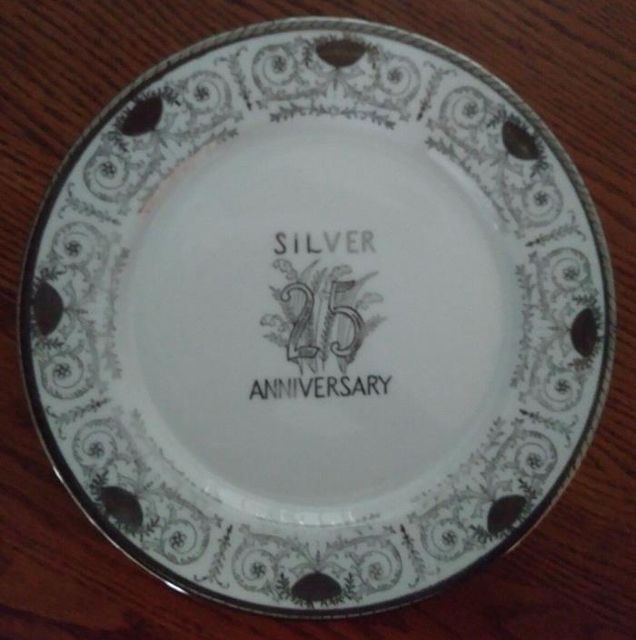 Vtg 25th Wedding Anniversary Plate Silver Border Original Arnart Creation Japan