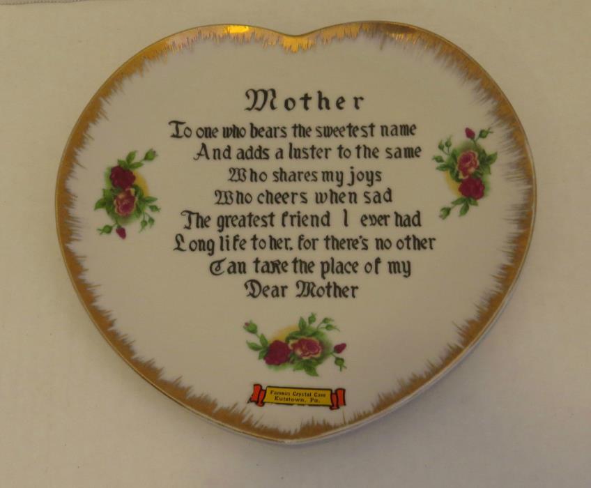 MOTHER POEM Heart Shaped Collector Plate