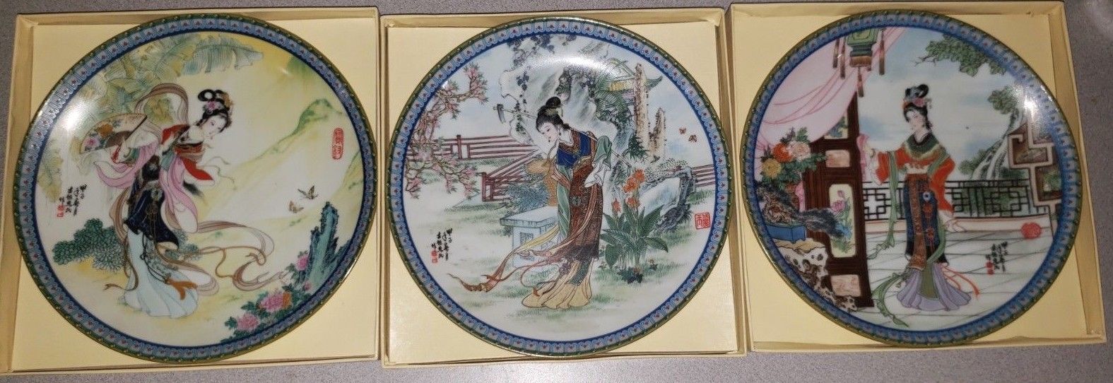 BEAUTIES OF THE RED MANSION IMPERIAL JINGDEZHEN PLATES ZHAO HUIMIN LOT OF 3