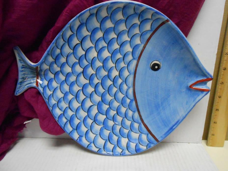 Andrea by Sadek Blue  Porcelain FISH  Serving Platter Plate Modern