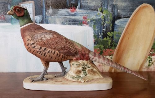 VINTAGE RING NECKED PHEASANT MALE FIGURINE ANDREA BY SADEK BISQUE PORCELAIN