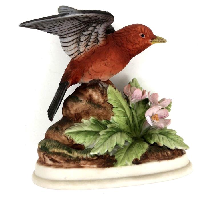 Andrea by Sadek Vintage Porcelain Scarlet Tanager Bird 7703 Collectible