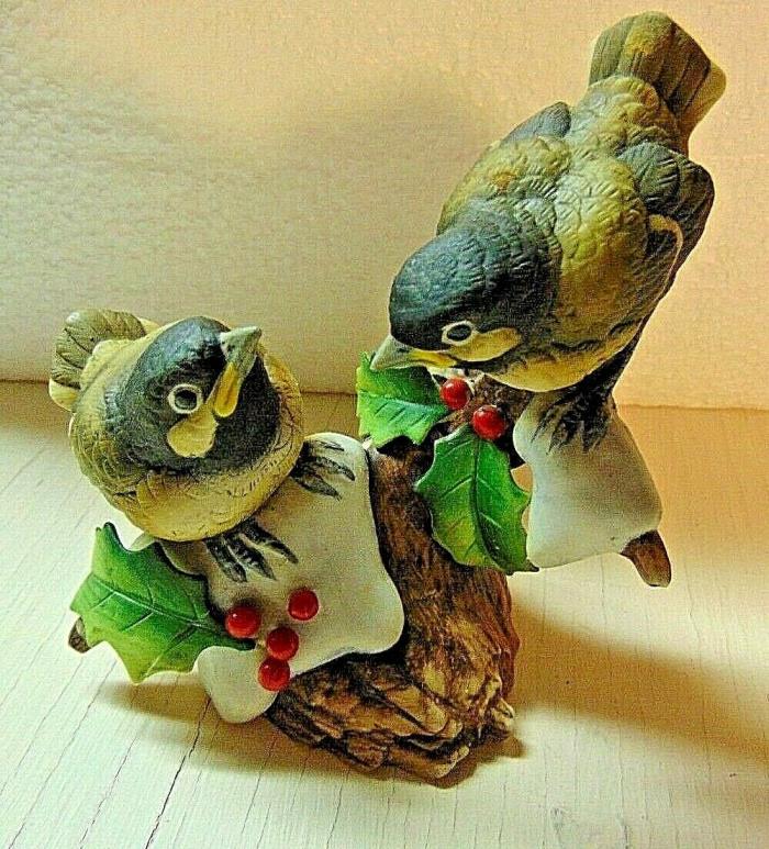 Andrea by Sadek Chickadees with Holly & Berries 1983 #6726 Figurine
