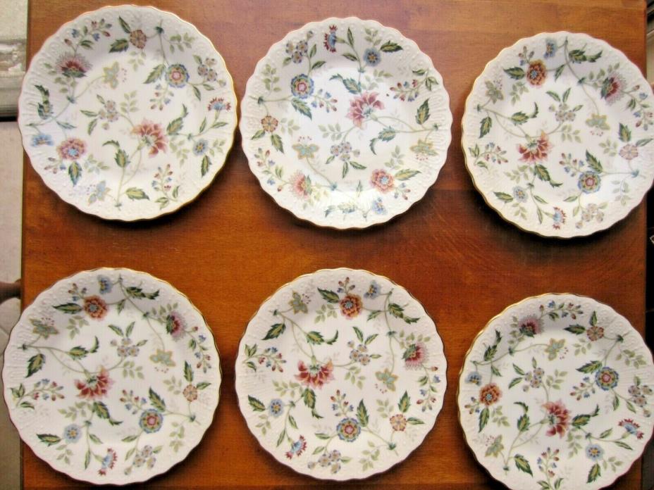 Snack Plates, set of 6 Buckingham Pattern w/Scalloped rim, Andrea by Sadek