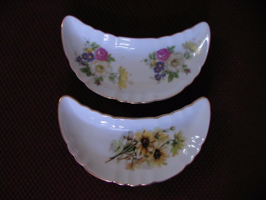 Lot of 2 Vintage Andrea by Sadek Porcelain Floral Bone Dishes
