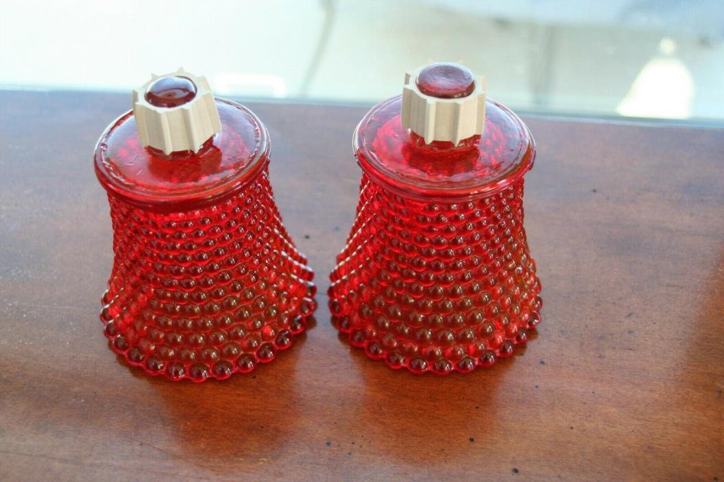 2 Vintage Red No.8930 Home Interiors Hobnail Votive Cups, with Grommets