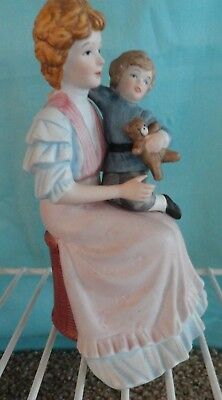 Mother holding  son holding teddy bear  figurine # 1460 Homco