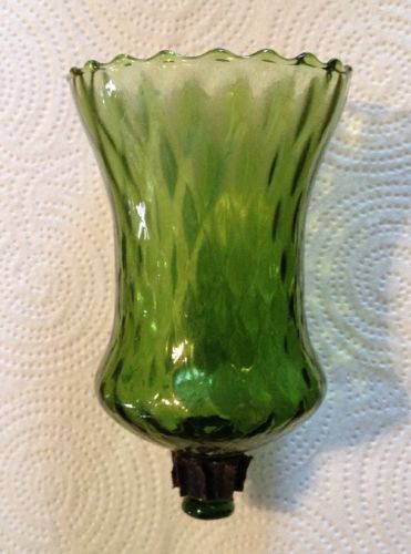 Vintage Green Glass Homco Home Interiors Votive Candle Holder for Wall Sconce
