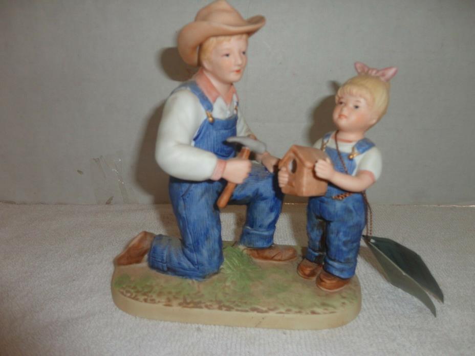 1985 Denim Days ?The Summer Swing? Porcelain Figurine by Home Interiors; #8896