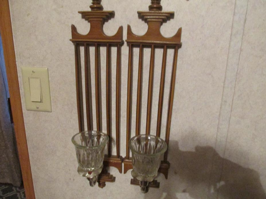 2 Vintage Burwood Wall Hanging Candle/Sconce  Holders Retro 20