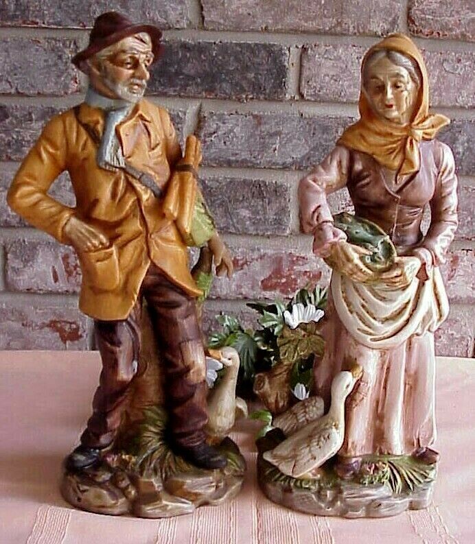 UCGC Porcelain Figurines Old Man and Old Woman with Geese 13