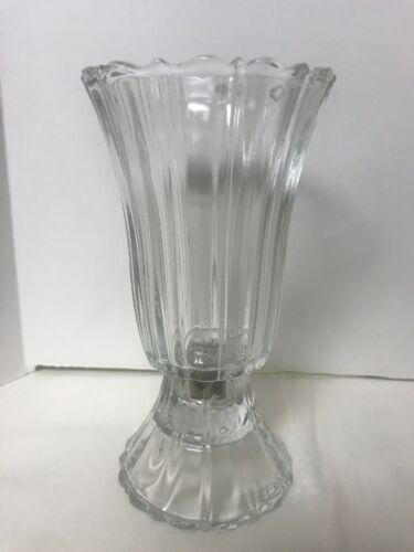 Home Interiors Homco Votive Cup Sconce Tall Candle Holder Clear Cut Glass 5 1/2”