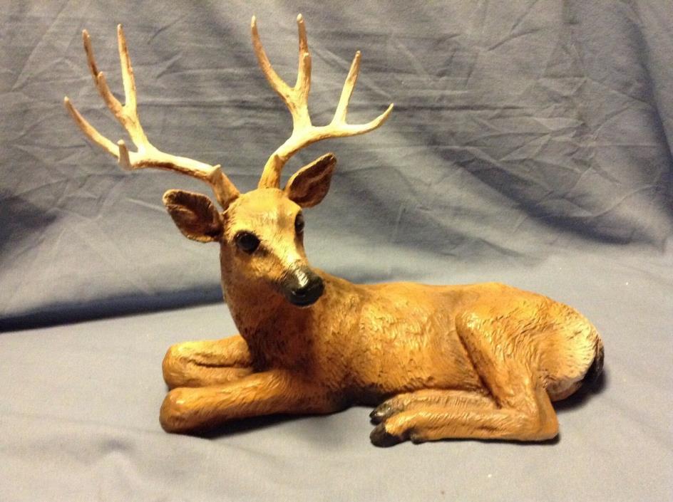 Vintage Homco 1984 Deer Buck Stag Resin Sculpture 12 Point Horns Antlers Statue