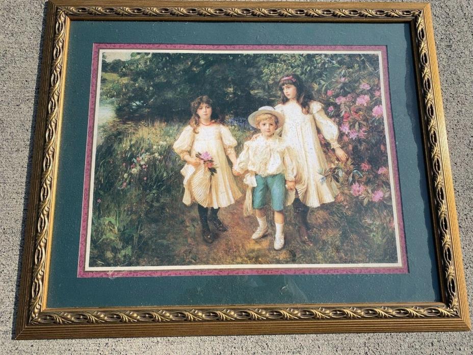 VINTAGE Home Interiors Victorian Kids A Moment in Time Picture George Harcourt