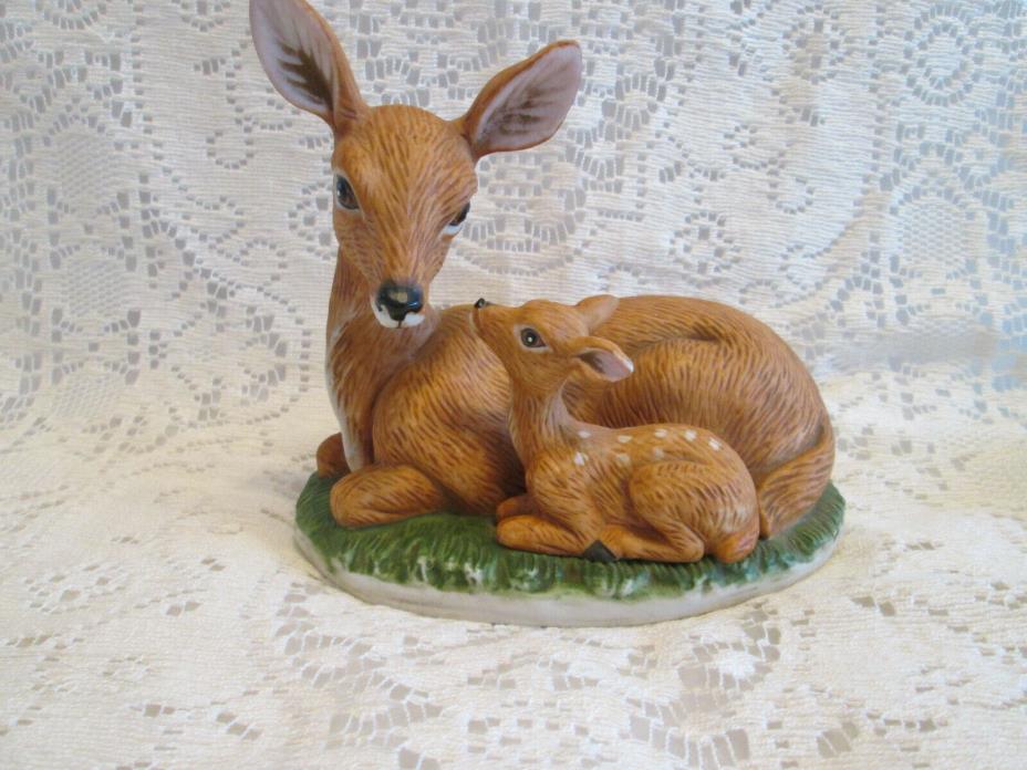 HOME INTERIORS & GIFTS (HOMCO) DEER & FAWN FIGURINE #1441