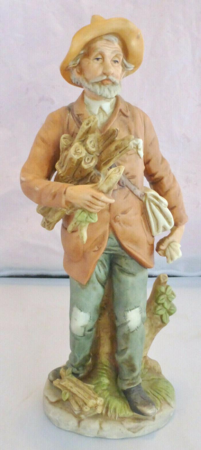 Vintage HOMCO Old Man With Firewood Statue Figurine, #8884, 10