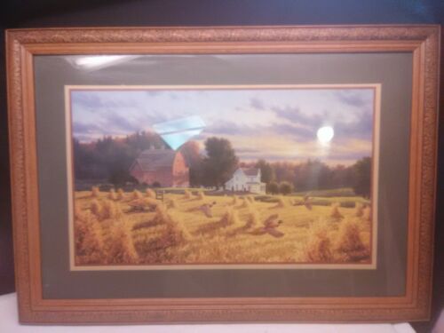 Pheasants in Flight on a Farm Picture Vintage Home Interiors  33.50