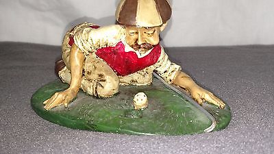 resin figurine-golfer blowing the ball in hole, ceramic, mid century, vintage