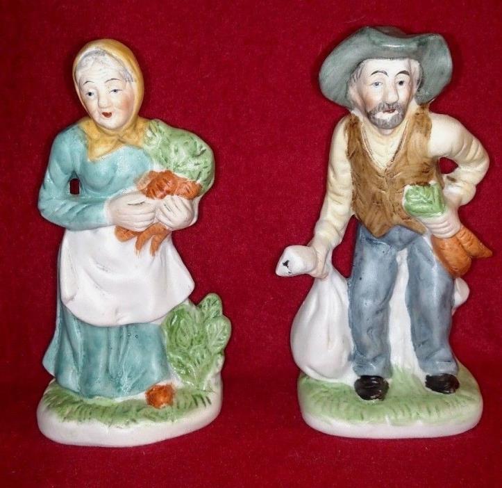 Home Interior porcelain Homco FIGURINES OF A FARMING COUPLE, 8 1/2 INCHES