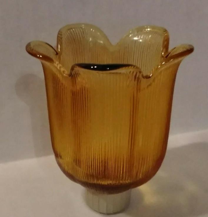 Vintage Amber Tulip Design Glass Votive Cup Candle Holder
