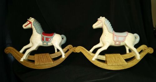 VINTAGE BURWOOD PRODUCTS NURSERY ROCKING HORSE WALL PLAQUEs ART SCULPTURE