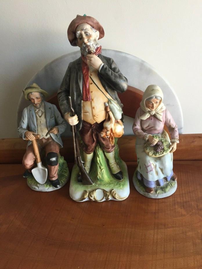 Vintage Porcelain Figurines - Lipper and Mann's Hunter w/ Dog and Homco's Lady/B