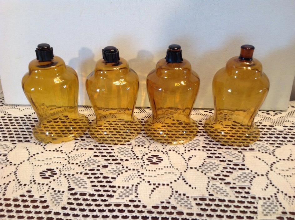 Four Amber Votive Cups 5.5