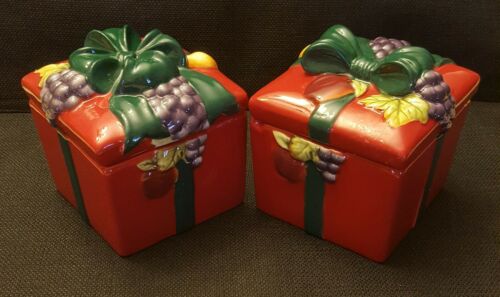 HOMCO Home Interiors Christmas Boxes w- Fruit design like Sonoma Villa Fruits