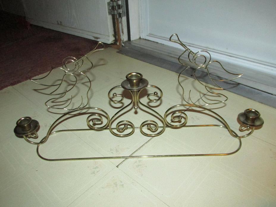 Home Interiors 3 taper Gold  candle holder centerpiece, metal with angles