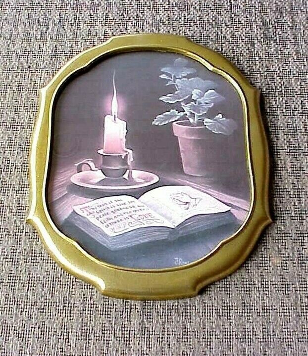 Vintage Home Interiors Spiritual Religious Bible Picture Wall Gold Tone Frame