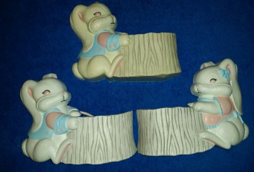 Burwood Products 3127 Bunny Wall Pocket~Girl Boy~Nursery Easter Baby~ Lot of 3