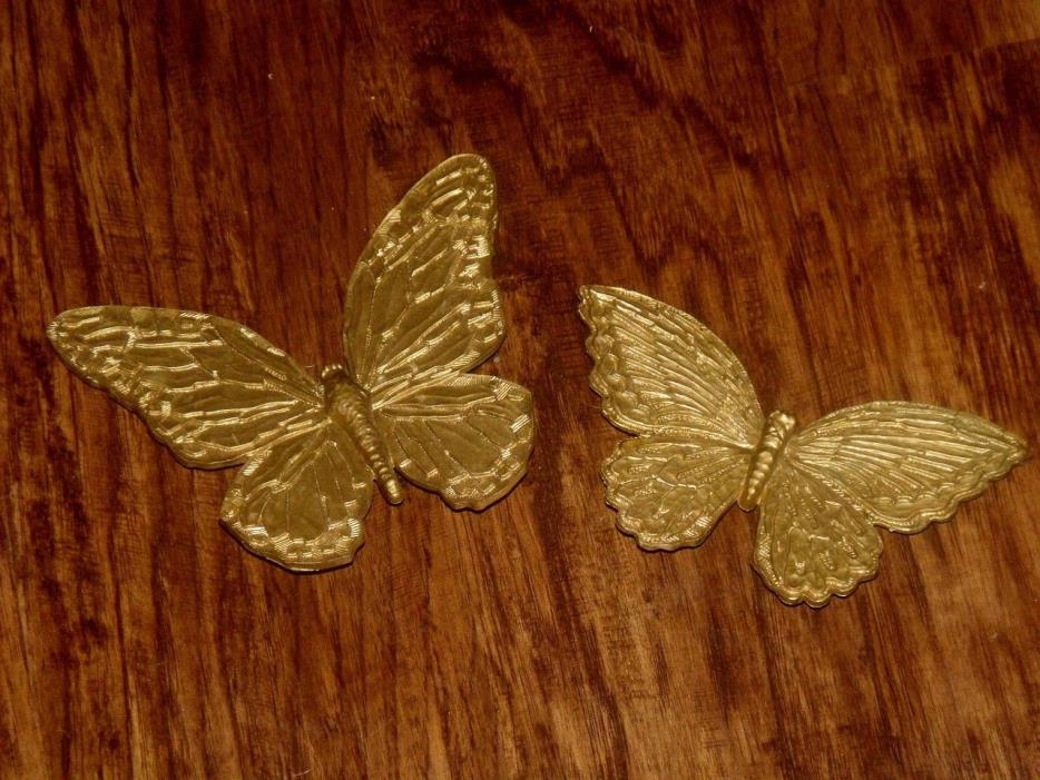 VTG HOMCO HOME INTERIOR PLASTIC DETAILED GOLD BUTTERFLY WALL ART PLAQUE SET 7040
