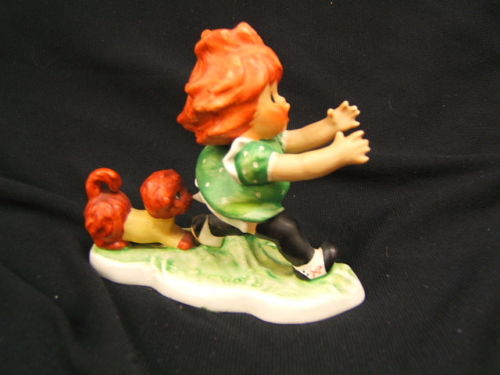 Goebel Charlotte Byj Dog Chase Red Headed Figurine 1957 VGC