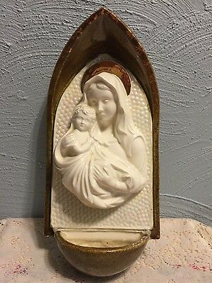 Vintage Atlantic Mold Wall Decor Mary & Baby Jesus Water Pocket E J 68 ?