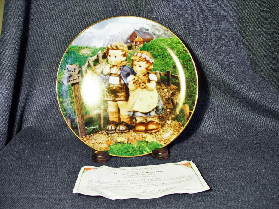 M.J.Hummel Collectors Plate Little Companions Country Crossroads Signed 1990 MIB