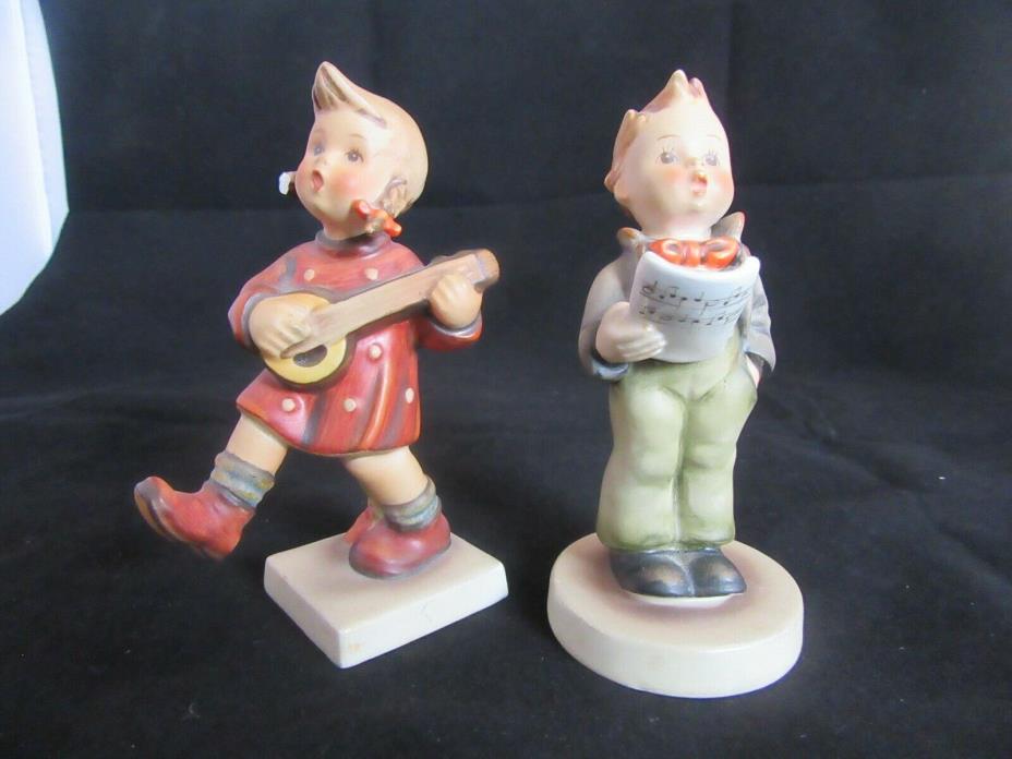 (2) VTG Goebel Hummel West Germany Figurines #135 Soloist & #86 Happiness TMK 3
