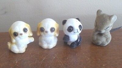 VTG josef FLOCKED miniature ANIMALS mini DOLL toys panda beagle EASTER GIFTs