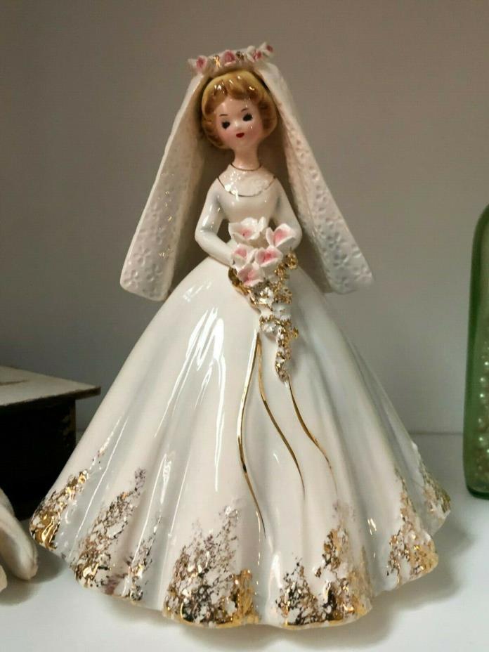 Josef Originals/Bride Figurine/Ceramic Bride/Romance Series/Vintage Wedding Gown